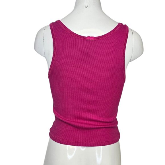SKIMS Womens Ribbed Cropped Tank, Pink, Cotton Blend, Size Large - Picture 4 of 8
